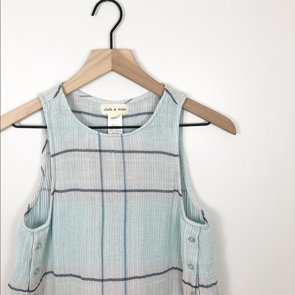 Anthropologie Tops - Anthropologie Cloth & Stone Blue/Gray Plaid Tank
